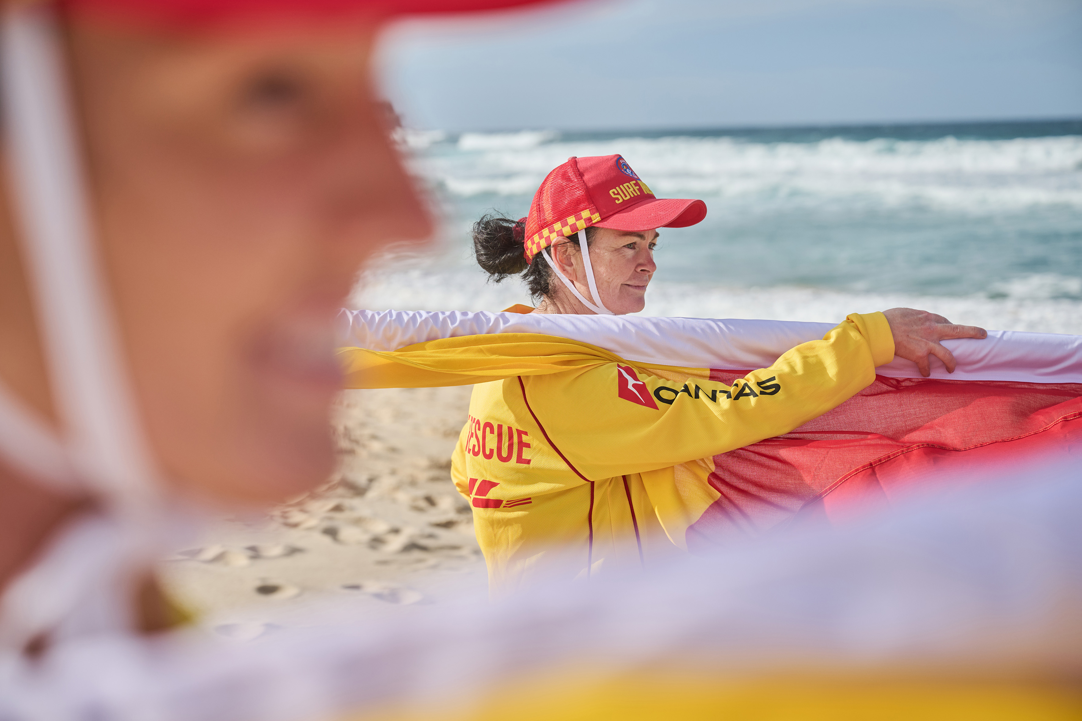 Surf lifesaver on radio